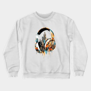 Headphone Urbain World Fun Musical Life City Skylines Crewneck Sweatshirt